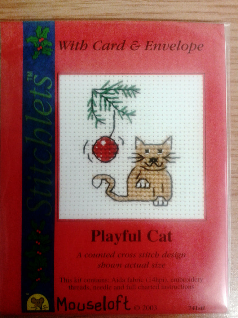 Playful Cat Cross Stitch Card Kit - The Printable Craft Shop