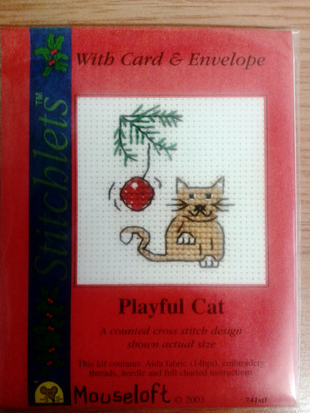 Playful Cat Cross Stitch Card Kit - The Printable Craft Shop