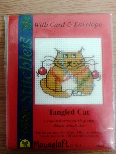 Tangled Cat Cross Stitch Card Kit - The Printable Craft Shop