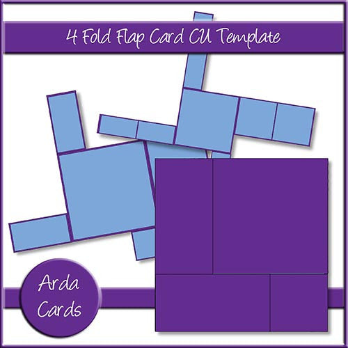 4 Fold Flap Card CU Template - The Printable Craft Shop