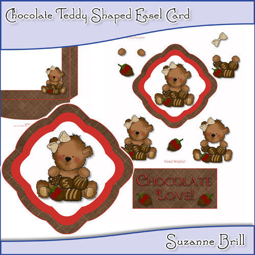 Chocolate Teddy Shaped Easel Card - The Printable Craft Shop
