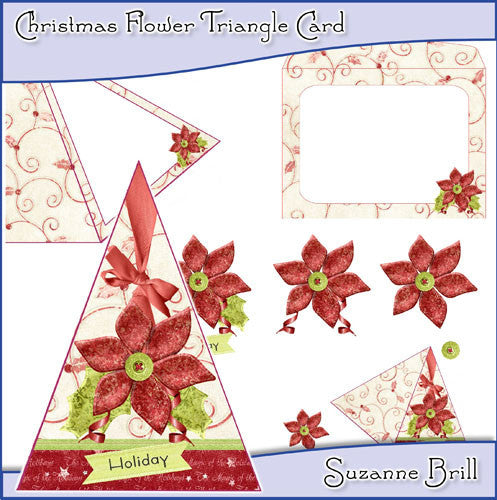 Christmas Flower Triangle Card - The Printable Craft Shop