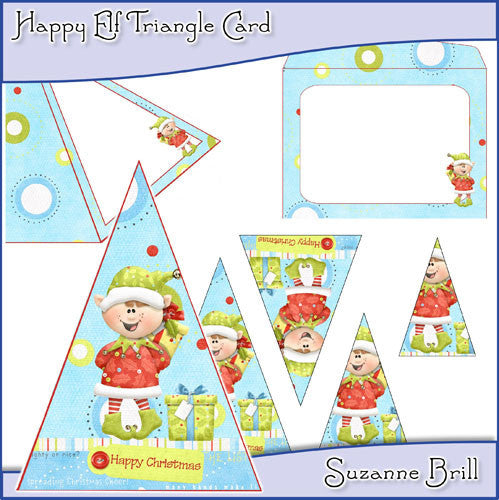 Happy Elf Triangle Card - The Printable Craft Shop