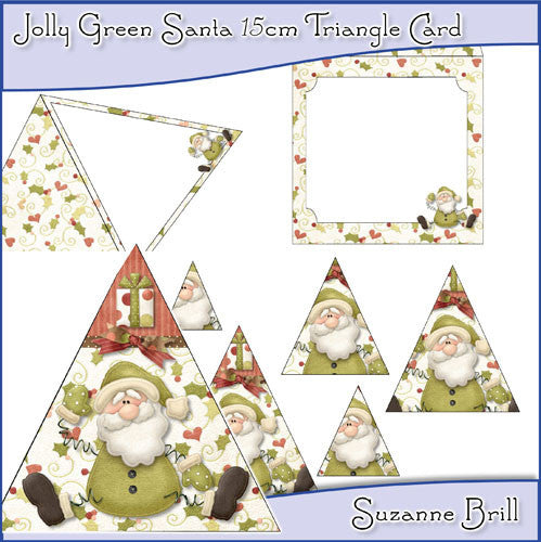 Jolly Green Santa 15cm Triangle Card - The Printable Craft Shop