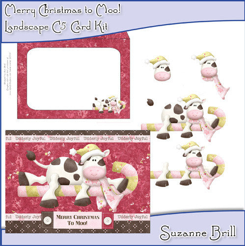 Merry Christmas To Moo! Landscape C5 Card Kit - The Printable Craft Shop