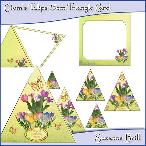 Mum's Tulip 15cm Triangle Card - The Printable Craft Shop