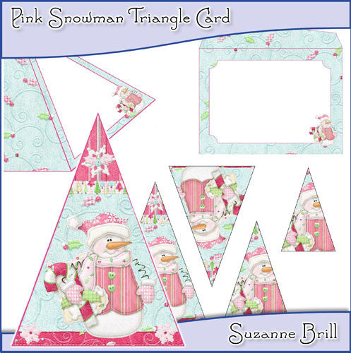 Pink Snowman Triangle Card - The Printable Craft Shop