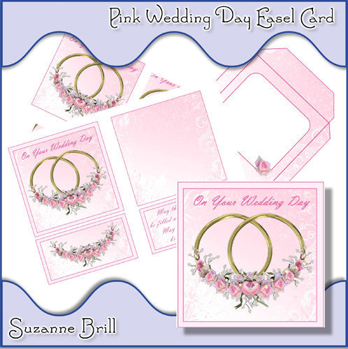 Pink Wedding Day Pyramage Easel Card - The Printable Craft Shop