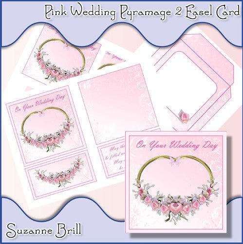 Pink Wedding Day Pyramage 2 Easel Card - The Printable Craft Shop