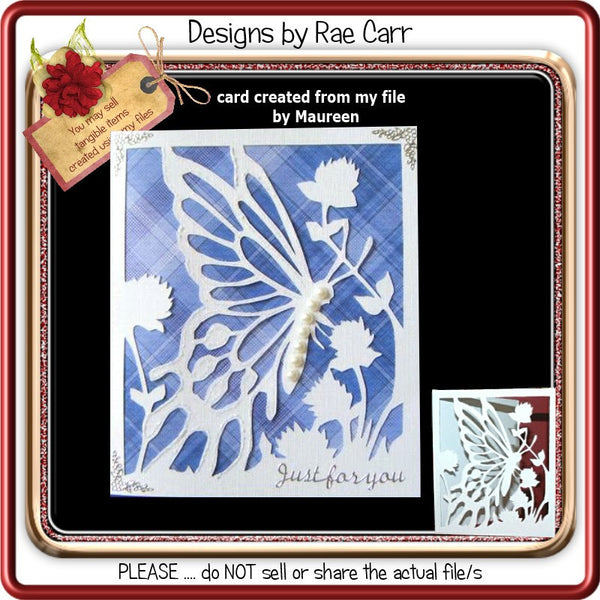 382 Butterfly & Flowers Card  Multi-MACHINE Formats - The Printable Craft Shop
