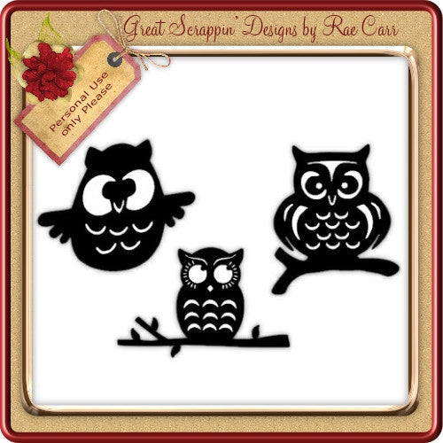 430 A Trio of Owls  *Multi-MACHINE Formats* - The Printable Craft Shop