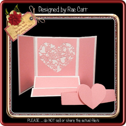 650 Heart Step Card    Multiple MACHINE Formats - The Printable Craft Shop