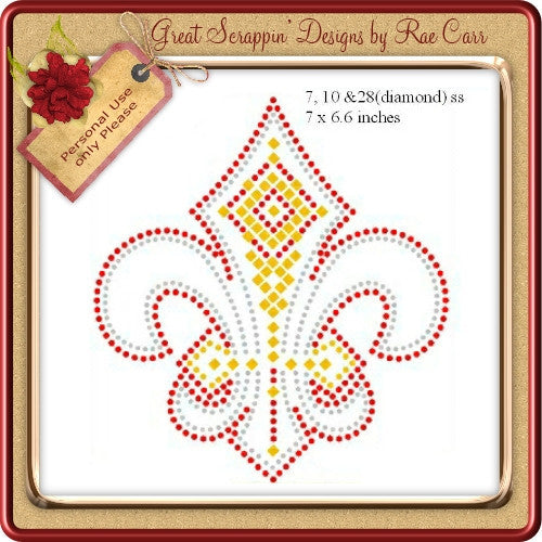 RS Big Fleur De Lis Rhinestones  Hand and  MACHINE Formats - The Printable Craft Shop