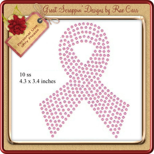RS Cancer Ribbon Rhinestones  Hand and MACHINE Formats - The Printable Craft Shop