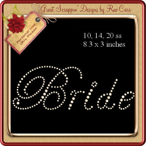 RS Bride Rhinestones   MACHINE Formats - The Printable Craft Shop
