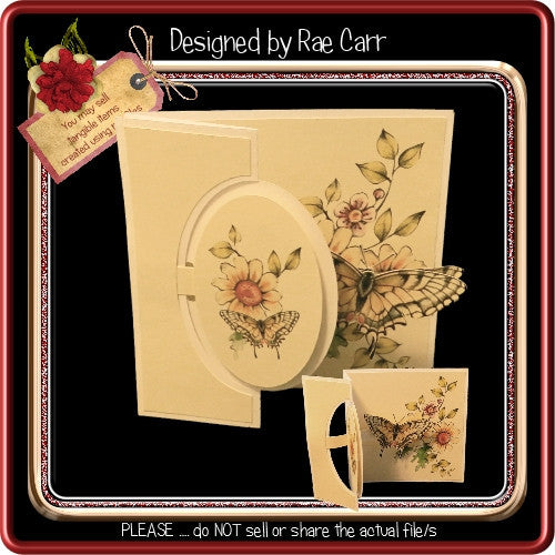 891 Slider Foldback Butterfly Card *HAND and MACHINE Formats* - The Printable Craft Shop