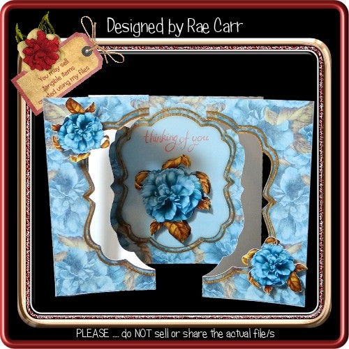 893 Double Foldback Flower Card *HAND and MACHINE Formats* - The Printable Craft Shop
