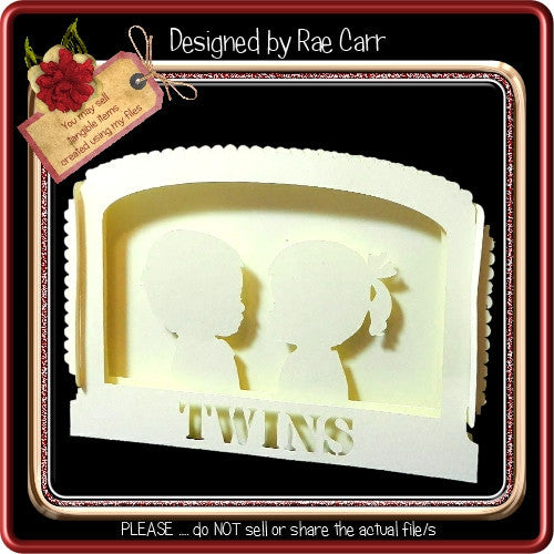 899 Twins Sliceform Card  *Multiple MACHINE Formats* - The Printable Craft Shop