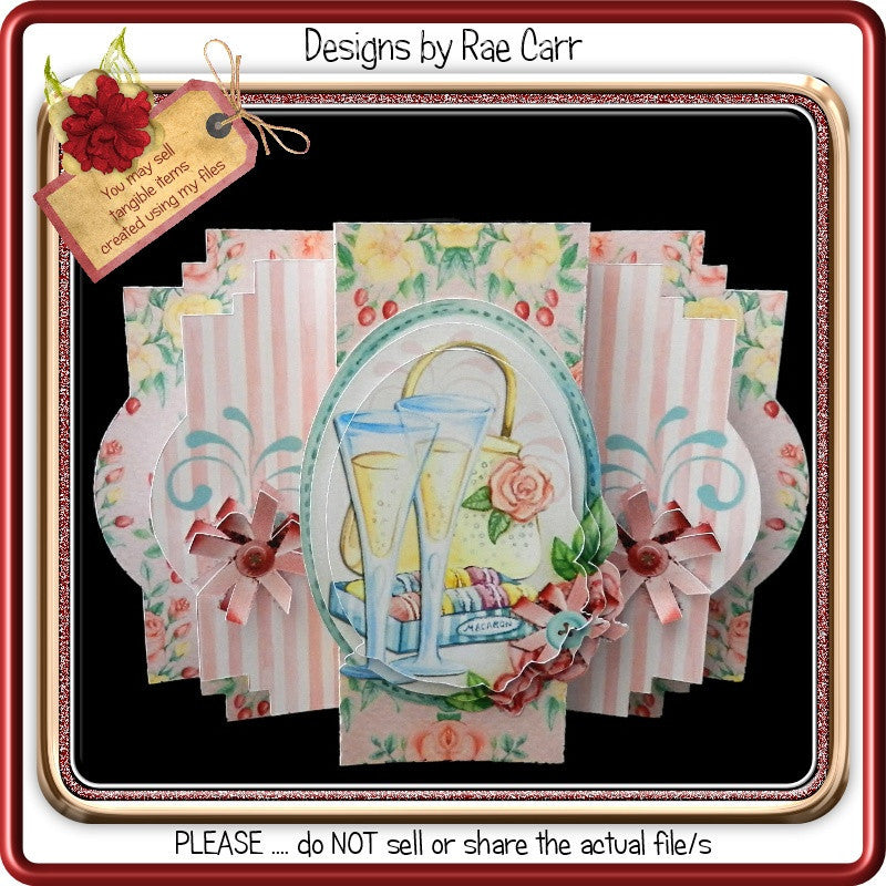900 Champagne and Roses Center Pop Out - The Printable Craft Shop