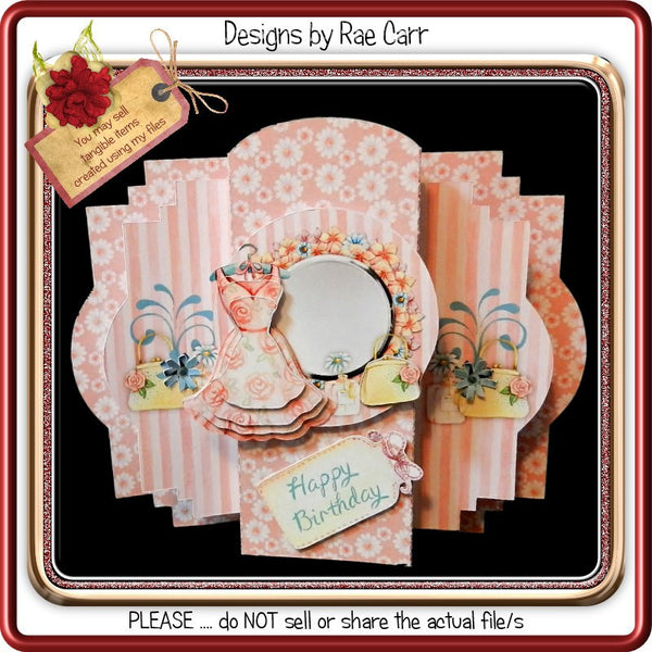 904 Pretty Pink Dress Center Pop Out Card - The Printable Craft Shop