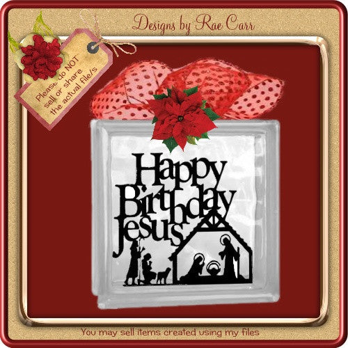 Vinyl Nativity Scene Glass Block *MACHINE Formats* - The Printable Craft Shop
