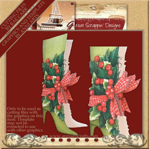 AA Christmas Boot Shaped Card   *Multi-MACHINE Formats* - The Printable Craft Shop