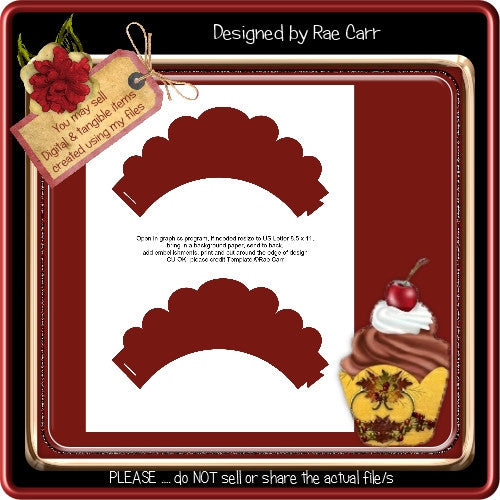 Fancy Scalloped Cupcake Wrapper Template - The Printable Craft Shop