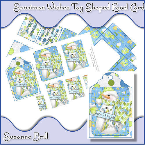 Snowman Wishes Tag Shaped Easel Card - The Printable Craft Shop