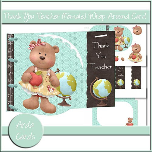 Thank You Teacher (Female) Wrap Around Card - The Printable Craft Shop