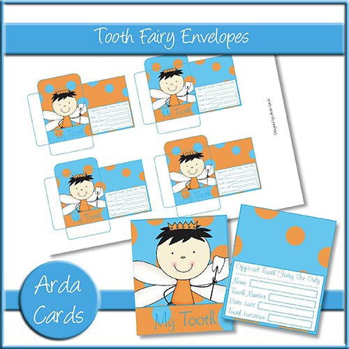 Blue & Orange Boy Tooth Fairy Envelopes - The Printable Craft Shop