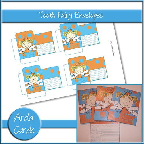 Blue & Orange Girl Tooth Fairy Envelopes - The Printable Craft Shop
