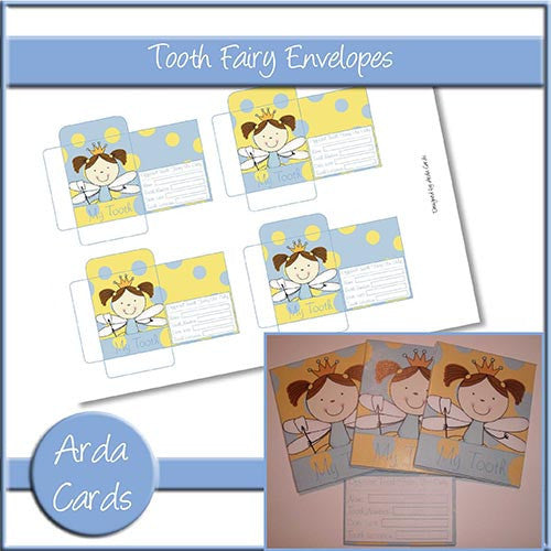 Blue & Yellow Girl Tooth Fairy Envelopes - The Printable Craft Shop