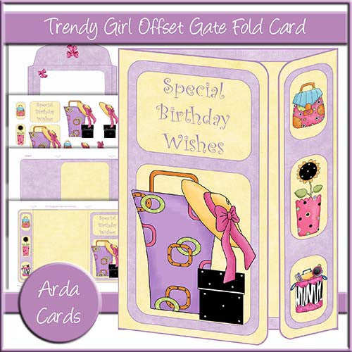 Trendy Girl Offset Gate Fold Card - The Printable Craft Shop