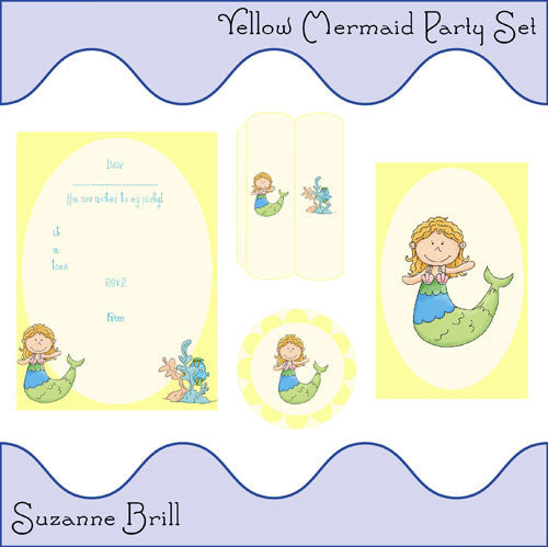 Yellow Mermaid Mini Party Set - The Printable Craft Shop