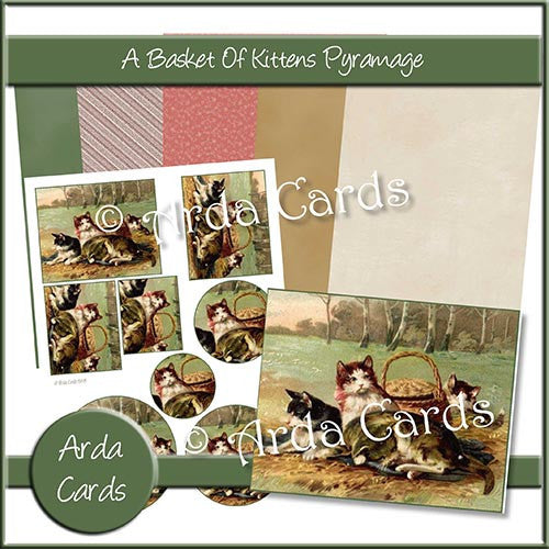 A Basket Of Kittens Pyramage - The Printable Craft Shop