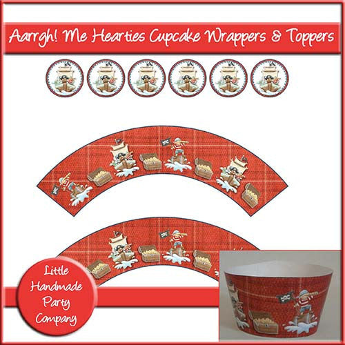Aarrgh! Me Hearties Cupcake Wrappers & Toppers - The Printable Craft Shop