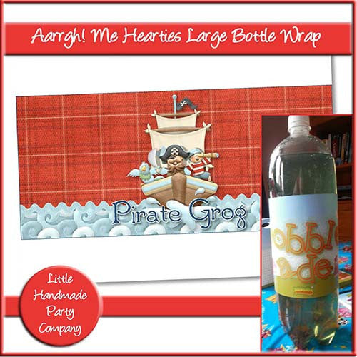 Aarrgh! Me Hearties Large Bottle Wrap - The Printable Craft Shop
