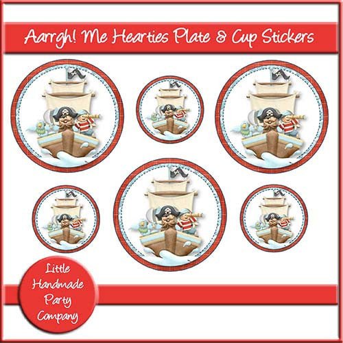 Aarrgh! Me Hearties Plate And Cup Stickers - The Printable Craft Shop