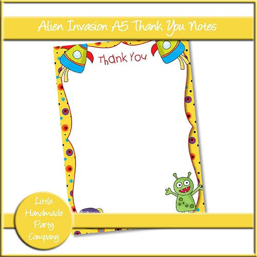 Alien Invasion A5 Thank You Notes - The Printable Craft Shop
