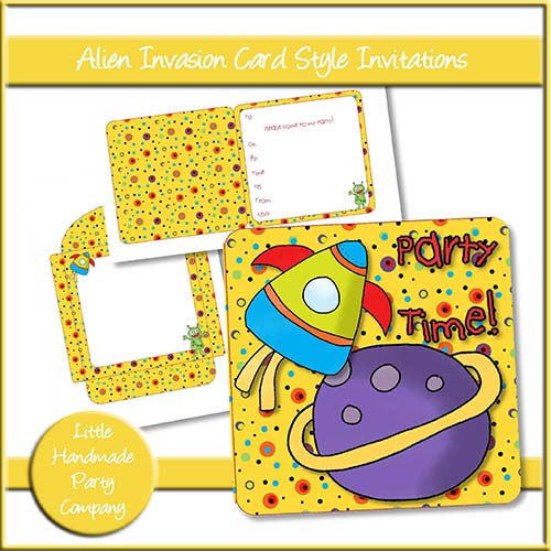 Alien Invasion Card Style Invitation - The Printable Craft Shop