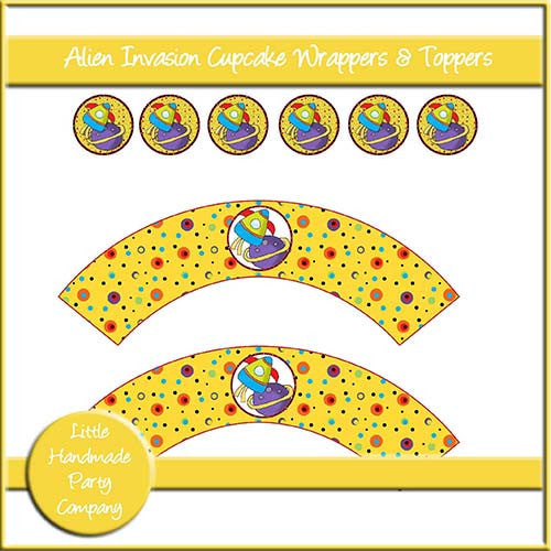 Alien Invasion Cupcake Wrappers & Toppers - The Printable Craft Shop