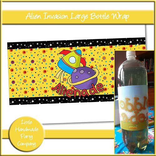 Alien Invasion Large Bottle Wrap - The Printable Craft Shop