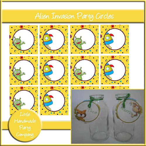 Alien Invasion Circle Tags - The Printable Craft Shop