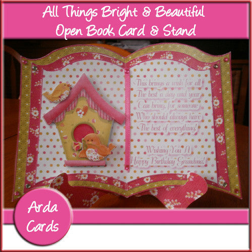 All Things Bright & Beautiful Open Book Card & Stand - The Printable Craft Shop