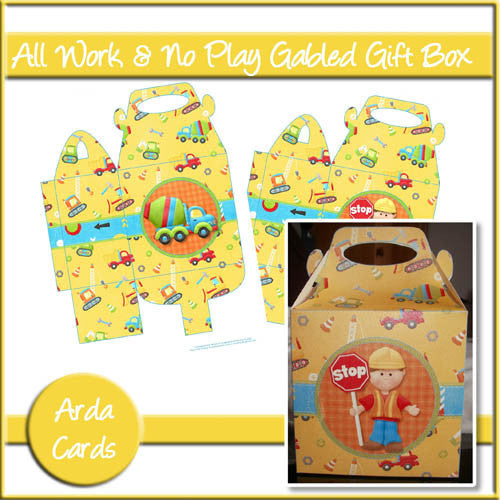 All Work & No Play Gabled Gift Box - The Printable Craft Shop