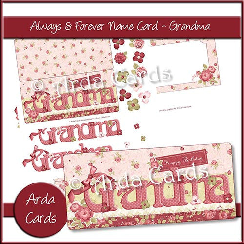 Always & Forever Name Card - Grandma - The Printable Craft Shop