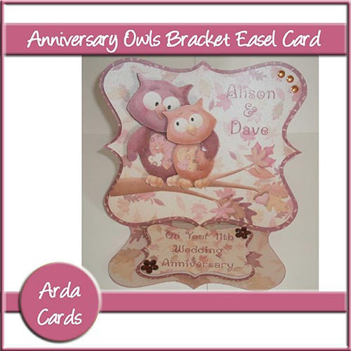 Anniversary Owls Bracket Easel Card - The Printable Craft Shop