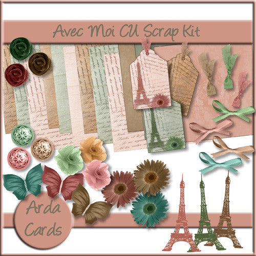 Avec Moi CU Scrap Kit - The Printable Craft Shop