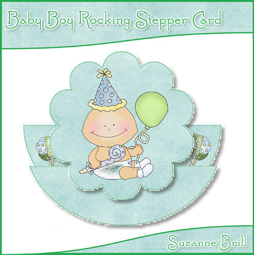 Baby Boy Rocking Stepper Card - The Printable Craft Shop