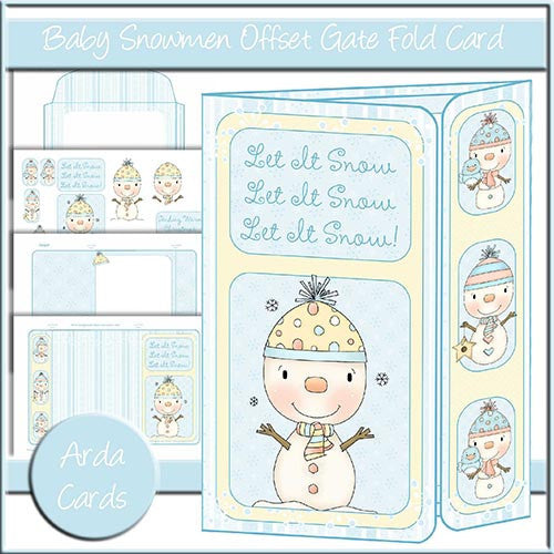 Baby Snowmen Offset Gatefold Card - The Printable Craft Shop